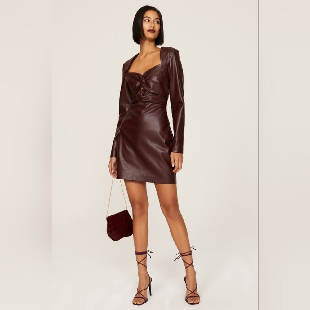 Rtr sz4 One33 Social Faux Leather Twist Dress Cut out short sexy fitted